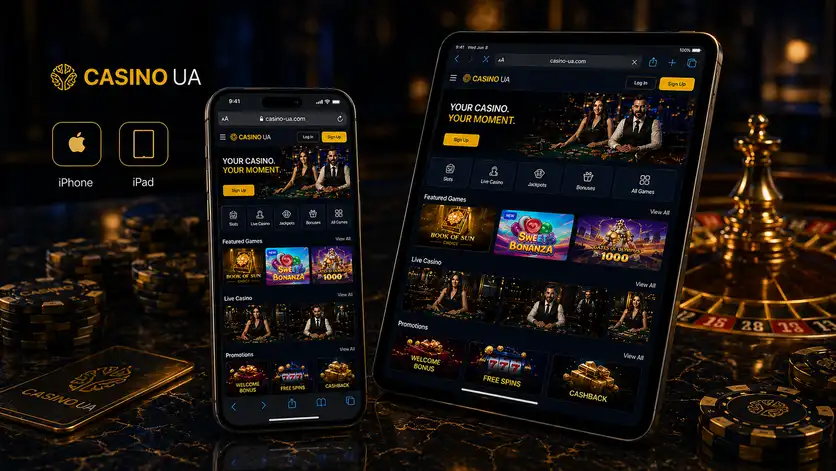 Настройка Casino UA на iPhone и iPad через Safari — кнопка Поделиться, добавление на главный экран и веб-приложение с полным функционалом без App Store